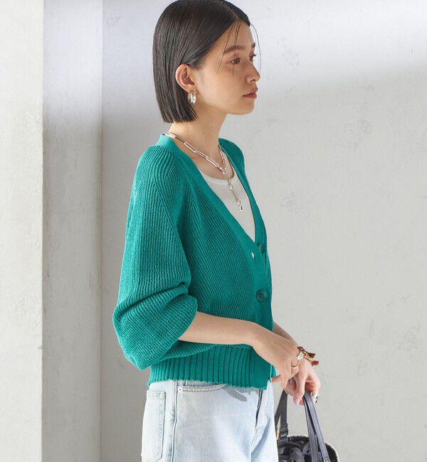 SHIPS for women「〈手洗い可能〉ペーパー ポリエステル Vネック カーディガン」|カーディガン|