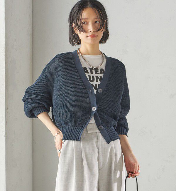 SHIPS for women「〈手洗い可能〉ペーパー ポリエステル Vネック カーディガン」|カーディガン|