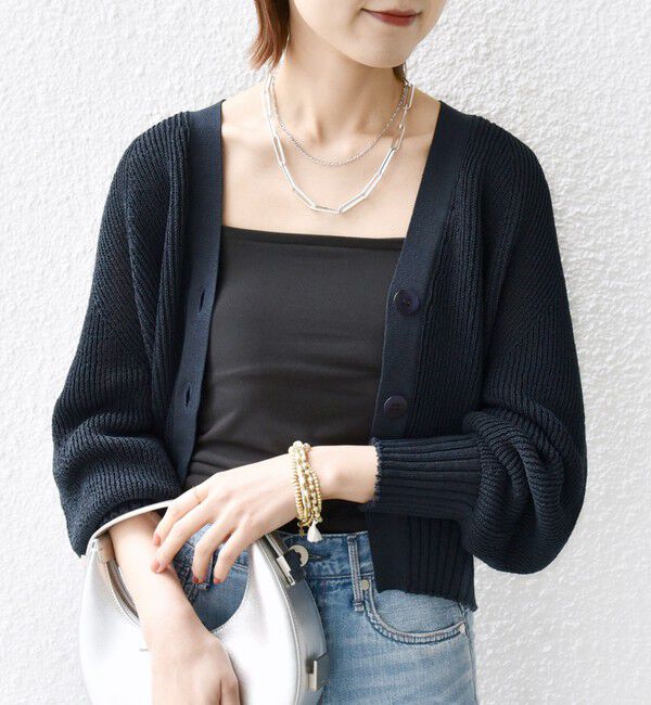 SHIPS for women「〈手洗い可能〉ペーパー ポリエステル Vネック カーディガン」|カーディガン|
