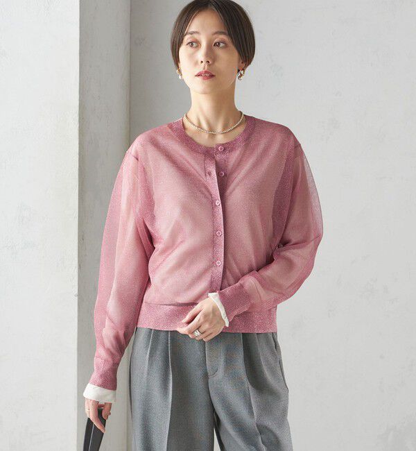 SHIPS for women「〈手洗い可能〉イタリーヤーン ラメ ショート カーディガン」|カーディガン|