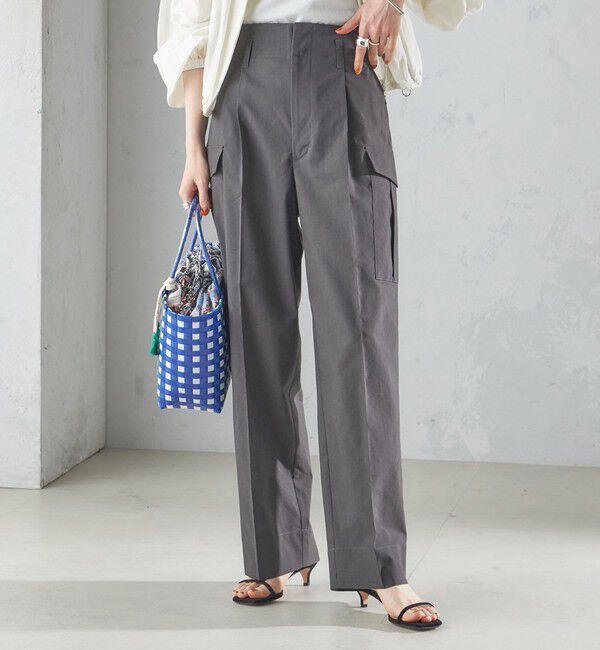 SHIPS for women「〈洗濯機可能〉ポリエステル 麻 カーゴ パンツ」|その他|ダークグレー