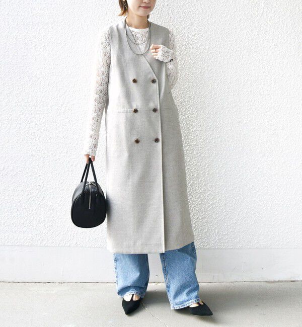 SHIPS for women「〈手洗い可能〉シャークスキン ジレ ワンピース」|ワンピース|