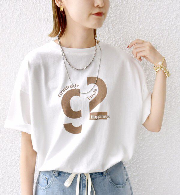 SHIPS for women「【SHIPS別注】81BRANCA:ロゴ 5分袖 TEE」|Tシャツ・カットソー|ホワイト系