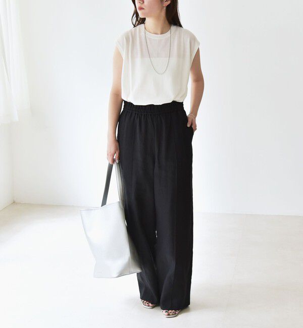 quaranciel「quaranciel:〈洗濯機可能〉ラミー ピンタック ワイド イージー パンツ」|その他|