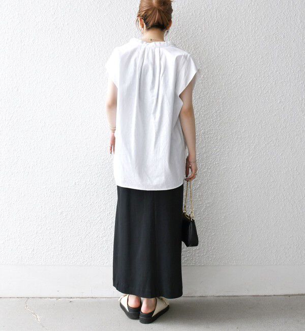 SHIPS any「SHIPS any:〈洗濯機可能〉リネン コットン バンドカラー フレンチスリーブ ポケット シャツ」|シャツ・ブラウス|