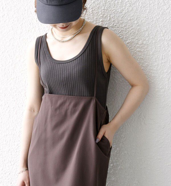 SHIPS any「SHIPS any:〈洗濯機可能〉Iライン キャミ ワンピース &times; ベーシック TEE セット」|ジャンパースカート|ブラウン