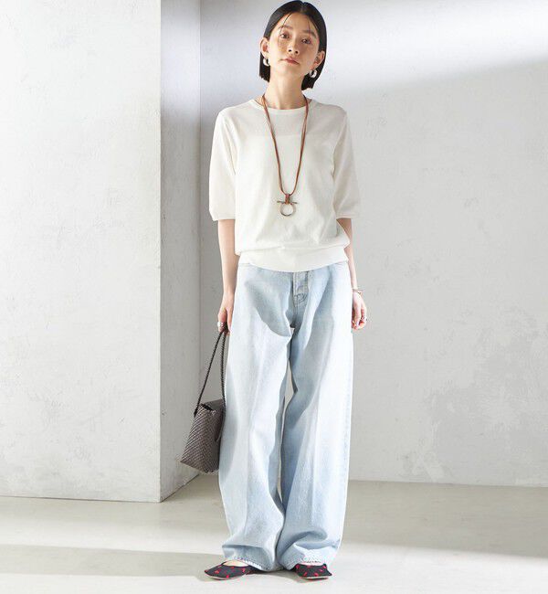 SHIPS for women「〈接触冷感 / 手洗い可能〉アイスコットン ショート スリーブ プルオーバー」|ニット・セーター|