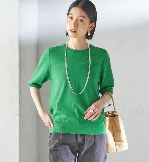 SHIPS for women「〈接触冷感 / 手洗い可能〉アイスコットン ショート スリーブ プルオーバー」|ニット・セーター|