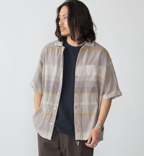 SHIPS「SHIPS: ボイル ビッグ チェック レギュラーカラー ウィークエンド ショートスリーブ シャツ」|シャツ・ブラウス|