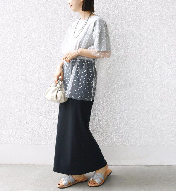 SHIPS for women「【WEB限定】スター チュール レイヤード TEE」|Tシャツ・カットソー|