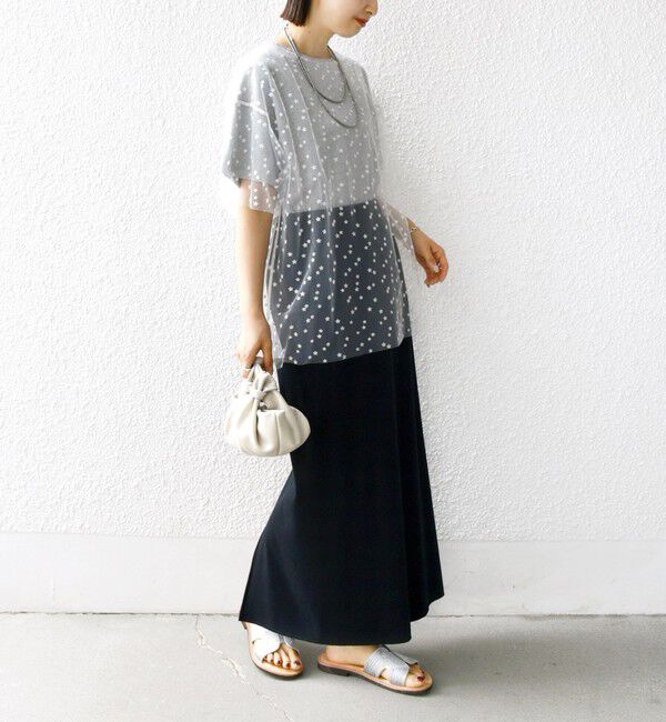 SHIPS for women「【WEB限定】スター チュール レイヤード TEE」|Tシャツ・カットソー|