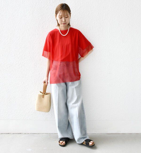 SHIPS for women「【WEB限定】スター チュール レイヤード TEE」|Tシャツ・カットソー|