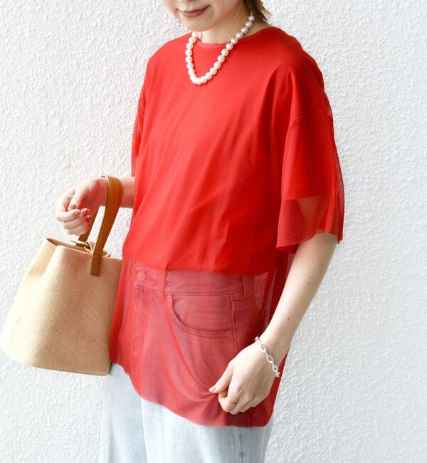 SHIPS for women「【WEB限定】スター チュール レイヤード TEE」|Tシャツ・カットソー|