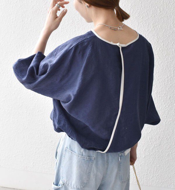 SHIPS any「《追加予約》SHIPS any:〈洗濯機可能〉フラワー ジャカード ドルマン パイピング ブラウス」|シャツ・ブラウス|