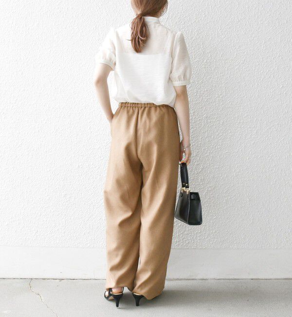 SHIPS any「SHIPS any:〈手洗い可能〉シアー フリル バンドカラー パフ シャツ ブラウス」|シャツ・ブラウス|