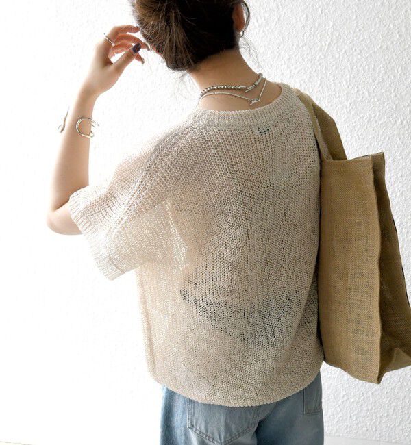 SHIPS any「《予約》SHIPS any:〈手洗い可能〉ギマ  ワイド フレンチ シアー ニット プルオーバー」|ニット・セーター|