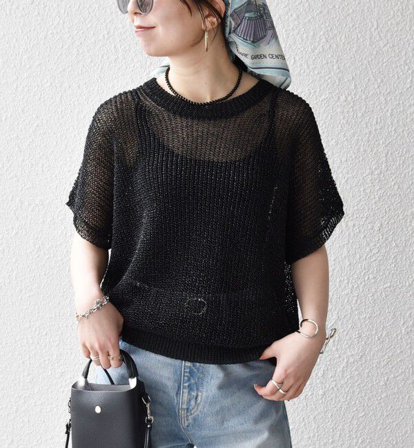 SHIPS any「《予約》SHIPS any:〈手洗い可能〉ギマ  ワイド フレンチ シアー ニット プルオーバー」|ニット・セーター|