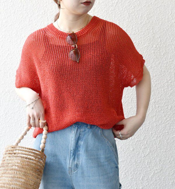 SHIPS any「《予約》SHIPS any:〈手洗い可能〉ギマ  ワイド フレンチ シアー ニット プルオーバー」|ニット・セーター|