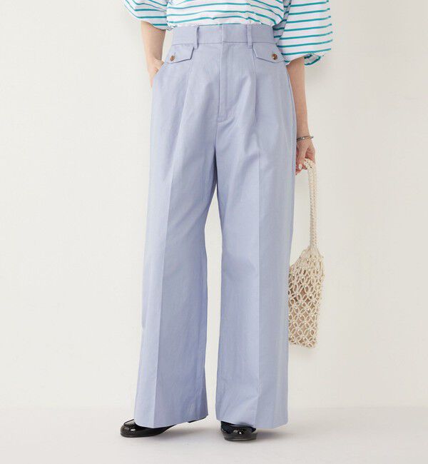 SHIPS Colors 「SHIPS Colors:〈手洗い可能〉コットンリネン フラップポケット ワイドパンツ」|チノ|