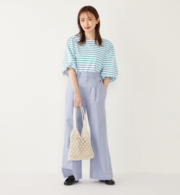 SHIPS Colors 「SHIPS Colors:〈手洗い可能〉コットンリネン フラップポケット ワイドパンツ」|チノ|