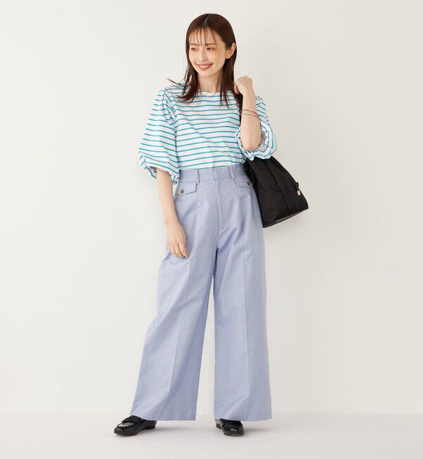 SHIPS Colors 「SHIPS Colors:〈手洗い可能〉コットンリネン フラップポケット ワイドパンツ」|チノ|