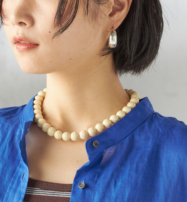SHIPS for women「アース カラー ビーズ ネックレス」|ネックレス|サンドベージュ