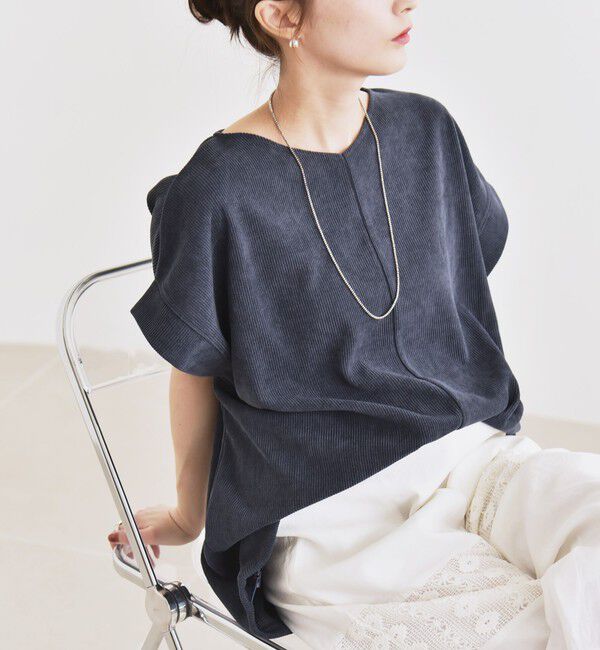 quaranciel「quaranciel:〈洗濯機可能〉ポリエステル ベロア ドロスト ルーズ プルオーバー」|Tシャツ・カットソー|