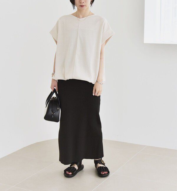 quaranciel「quaranciel:〈洗濯機可能〉ポリエステル ベロア ドロスト ルーズ プルオーバー」|Tシャツ・カットソー|