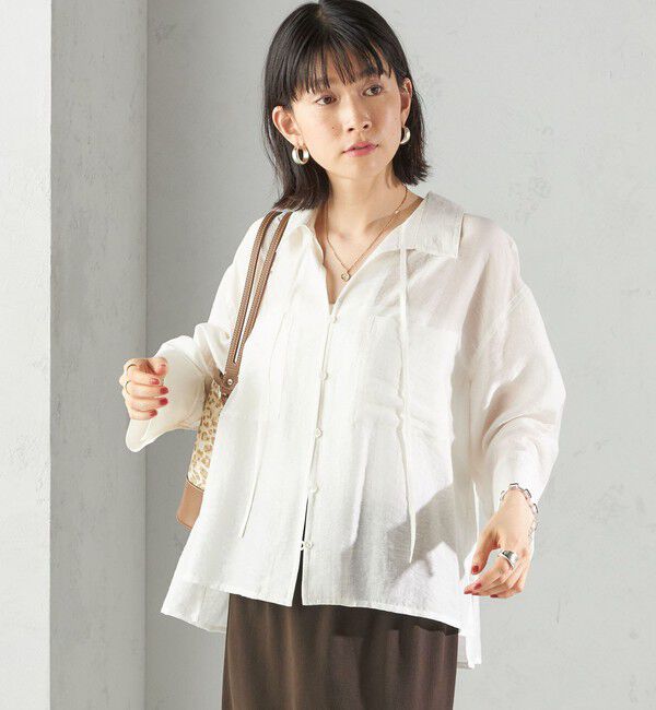 SHIPS for women「〈手洗い可能〉シアー シルク混 オープンカラー シャツ」|シャツ・ブラウス|