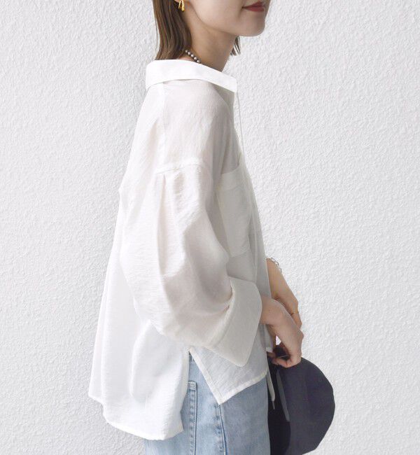 SHIPS for women「〈手洗い可能〉シアー シルク混 オープンカラー シャツ」|シャツ・ブラウス|