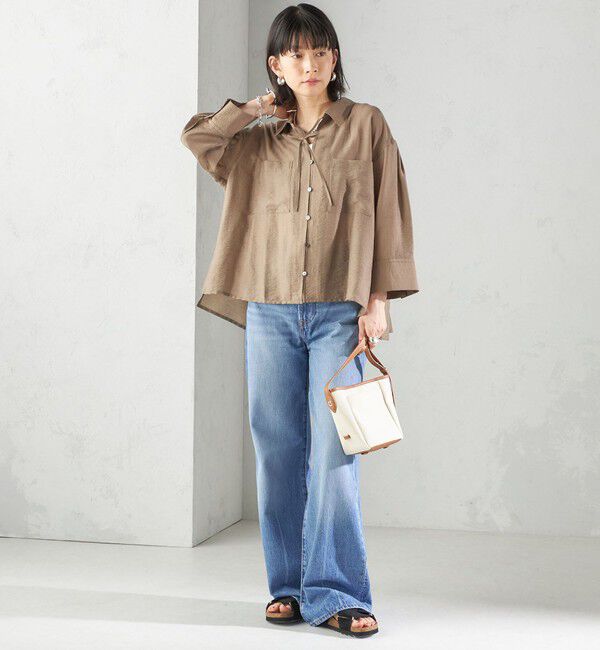 SHIPS for women「〈手洗い可能〉シアー シルク混 オープンカラー シャツ」|シャツ・ブラウス|