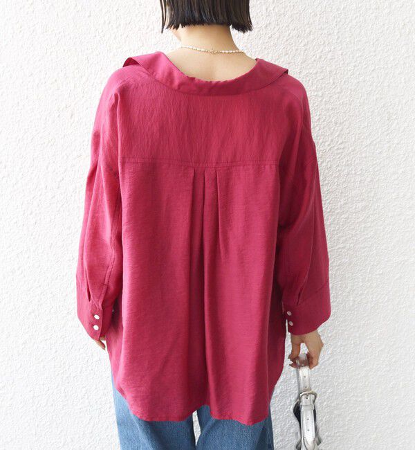 SHIPS for women「〈手洗い可能〉シアー シルク混 オープンカラー シャツ」|シャツ・ブラウス|