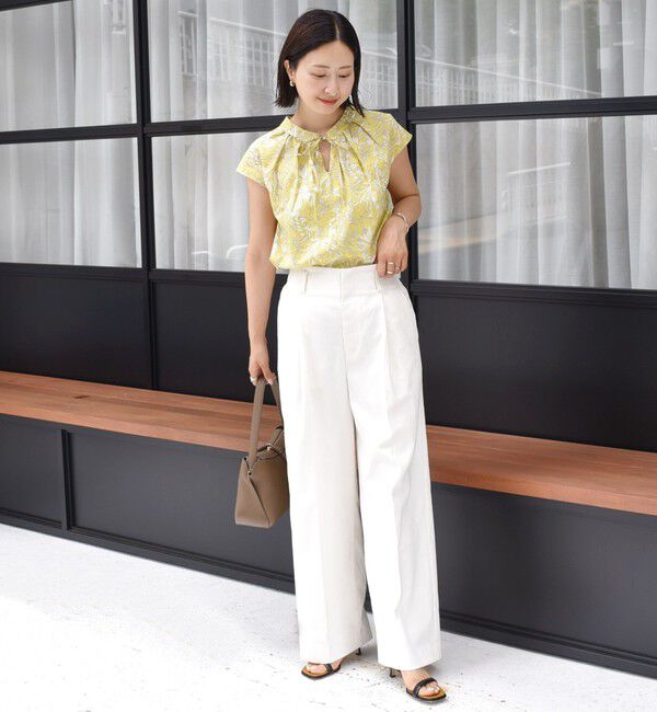 SHIPS for women「〈手洗い可能〉綿 ローン ボタニカル プリント フレンチ スリーブ ブラウス」|シャツ・ブラウス|