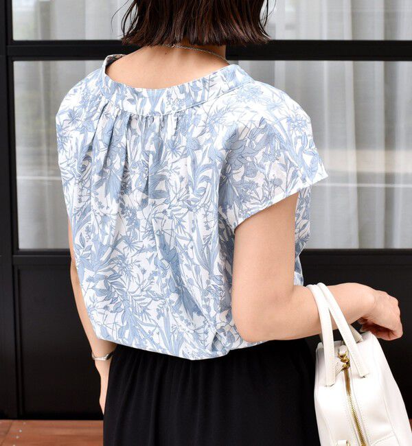 SHIPS for women「〈手洗い可能〉綿 ローン ボタニカル プリント フレンチ スリーブ ブラウス」|シャツ・ブラウス|