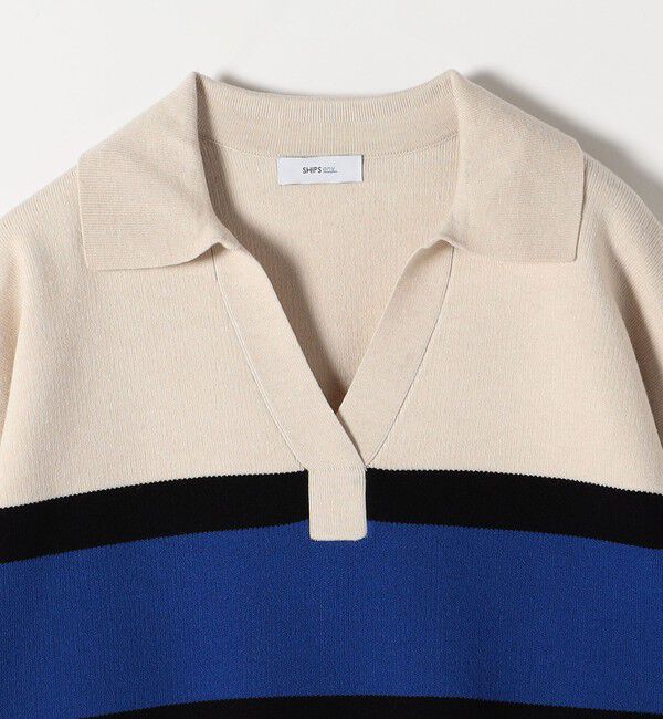 SHIPS any「SHIPS any:〈手洗い可能〉パネル ボーダー スキッパー ニット プルオーバー」|ニット・セーター|