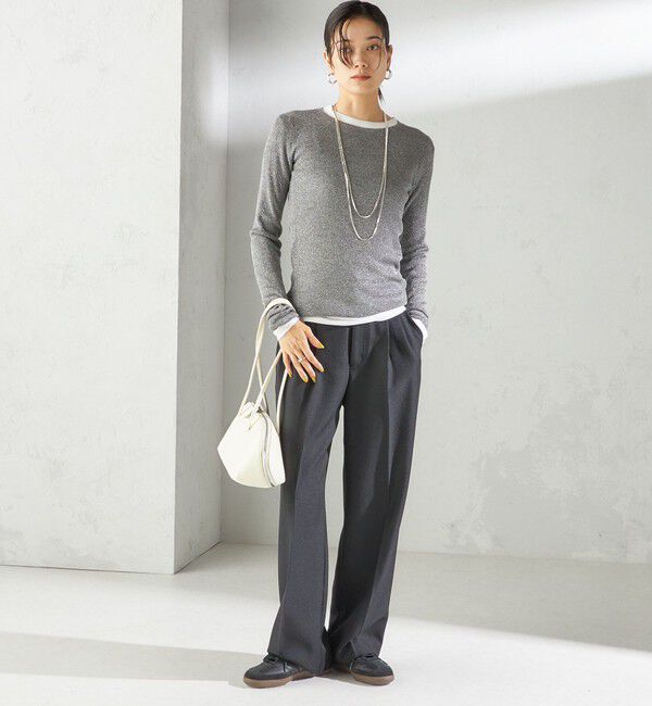 SHIPS for women「〈手洗い可能〉ラメ シアー リブ ニット プルオーバー」|ニット・セーター|