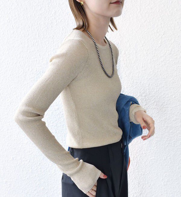 SHIPS for women「〈手洗い可能〉ラメ シアー リブ ニット プルオーバー」|ニット・セーター|