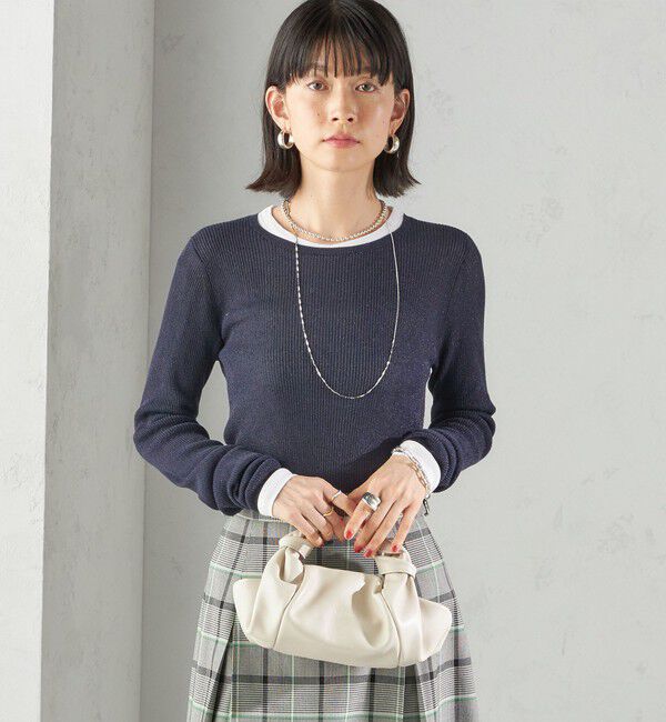 SHIPS for women「〈手洗い可能〉ラメ シアー リブ ニット プルオーバー」|ニット・セーター|