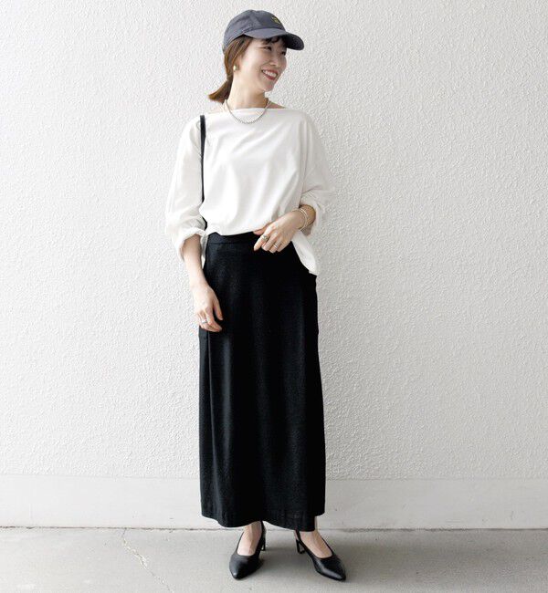 SHIPS any「SHIPS any:〈接触冷感/汗染み防止加工/洗濯機可能〉ボートネック ワイド ロンTEE」|Tシャツ・カットソー|