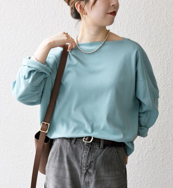 SHIPS any「SHIPS any:〈接触冷感/汗染み防止加工/洗濯機可能〉ボートネック ワイド ロンTEE」|Tシャツ・カットソー|