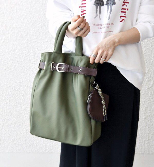 SHIPS any「SHIPS any: バックル ベルト デザイン A4 トート バッグ」|トートバッグ|オリーブ