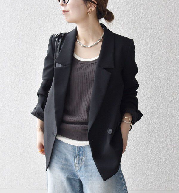 SHIPS any「SHIPS any:〈洗濯機可能〉ダブルクロス セミダブル ジャケット［NAVY BLUE］」|テーラードジャケット|