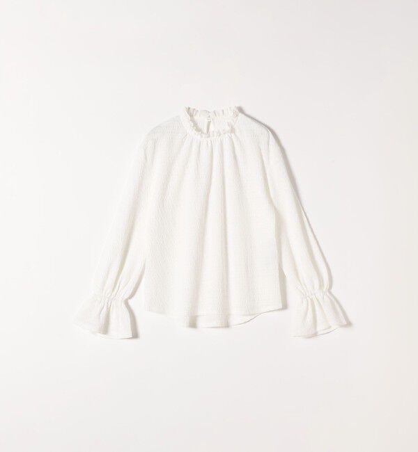 SHIPS any「SHIPS any:〈洗濯機可能〉シアー ジャージー スタンド フリル カット ブラウス」|シャツ・ブラウス|