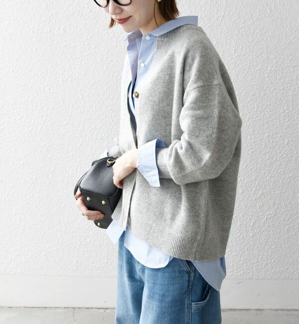 SHIPS any「SHIPS any:〈手洗い可能〉AQUA カシミヤ ミックス スキッパー カーディガン」|カーディガン|