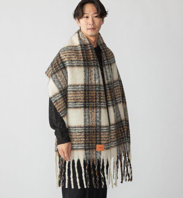 SHIPS「【WEB限定】SHIPS: ブークレ ボリューム マフラー (チェック)」|マフラー|ナチュラル