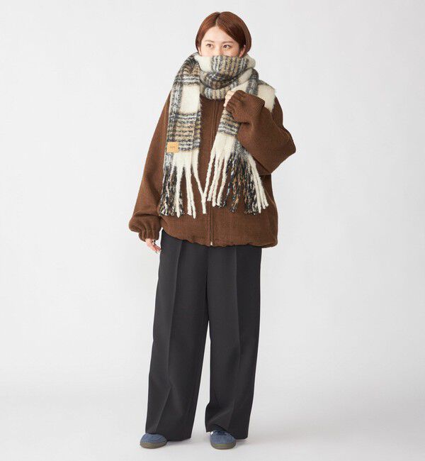 SHIPS「【WEB限定】SHIPS: ブークレ ボリューム マフラー (チェック)」|マフラー|