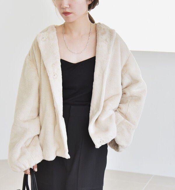 quaranciel「quaranciel: フェイクファー ノーカラー ショート ジャケット」|その他|