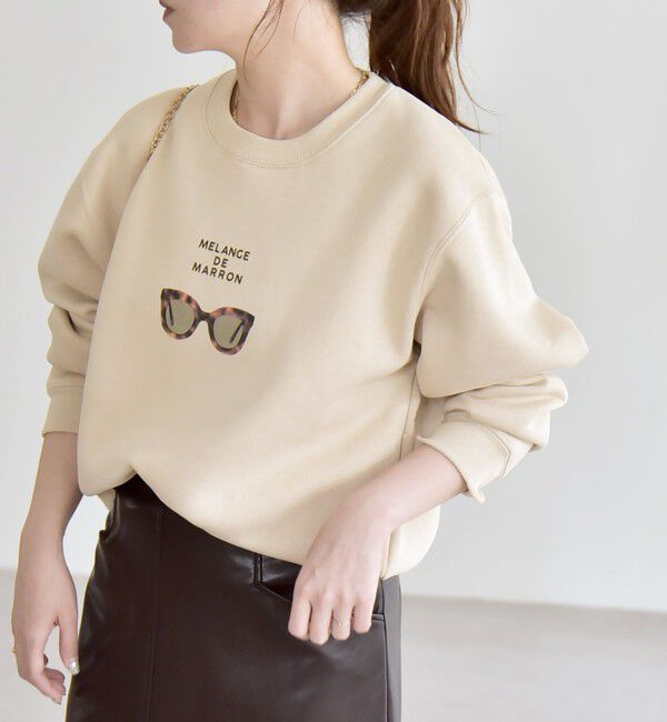 quaranciel「ANGE IN DISGUISE:〈手洗い可能〉フォト＆ロゴ スウェット」|スウェット・ジャージ|ベージュ