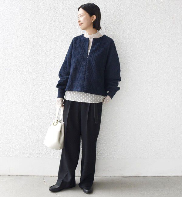 SHIPS for women「〈手洗い可能〉ケーブル ジャージー スキッパー プルオーバー」|Tシャツ・カットソー|