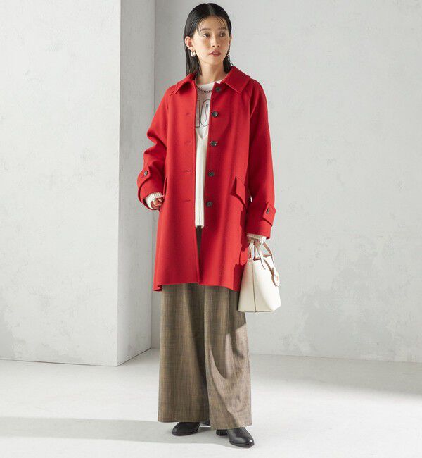 SHIPS for women「千鳥 / ソリッド ウール メルトン ステンカラー コート」|ステンカラーコート|